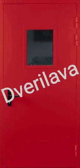 Купить Противопожарная красная однопольная дверь со стеклом